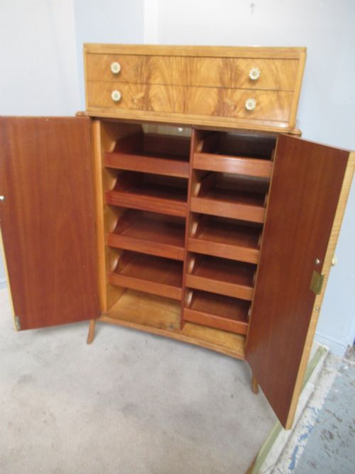 Small Wardrobe or Tall Boy  in Pale Mahogany and Maple