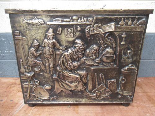 Victorian   Embossed Brass Log Box
