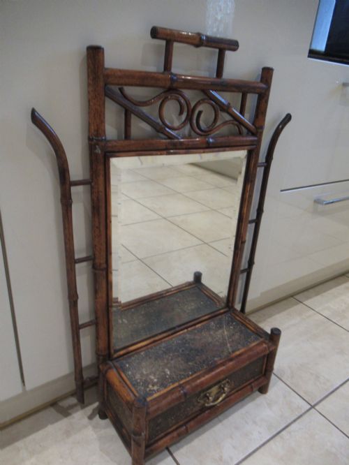 Late Victorian Bamboo Wall or Shelf Mirror