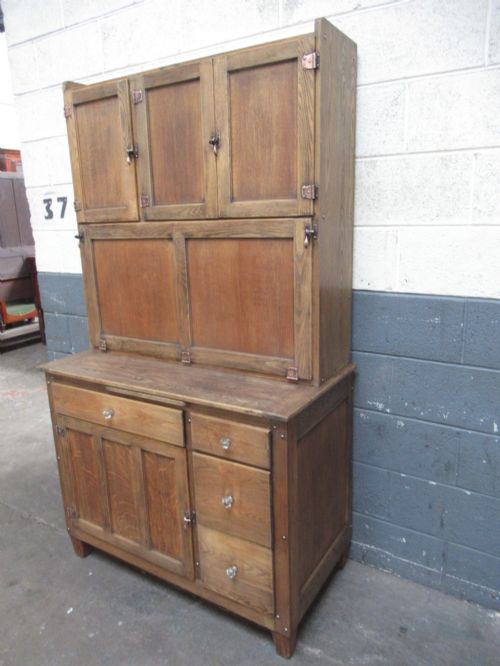 Antique  Oak  1920 Kitchen Cabinet