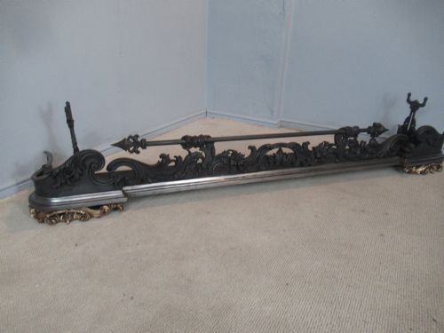 19th Century Large Cast Iron and Brass  Fire Fender