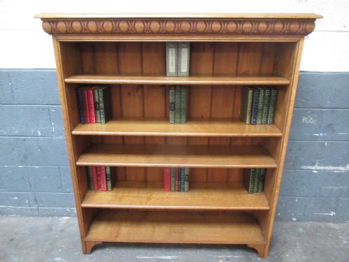 Late Victorian Light Oak Open Bookcase