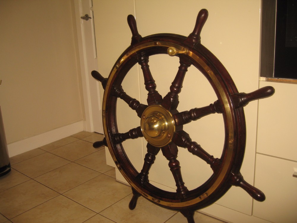 19th century oak ships wheel
