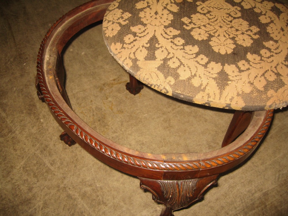 Oval mahogany chippendale style stool View IV