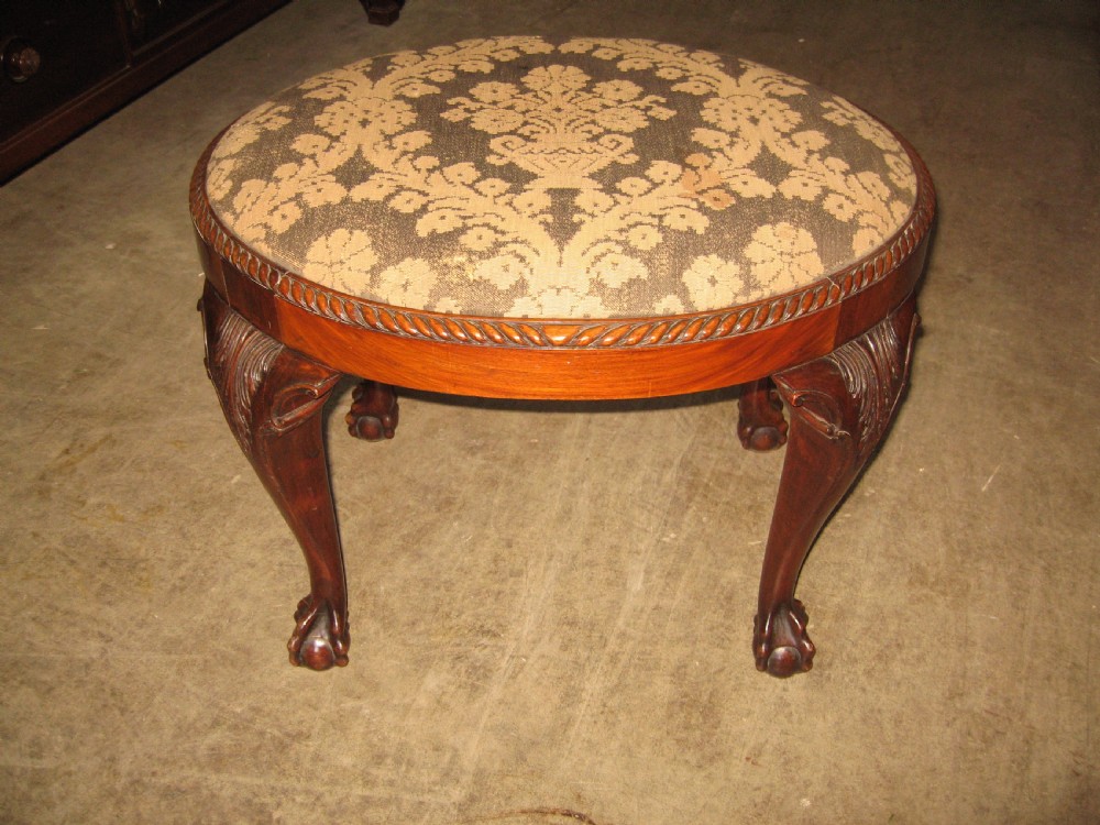 Oval mahogany chippendale style stool View V