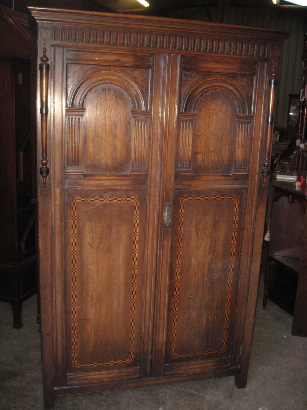 Small oak two door wardrobe hall robe