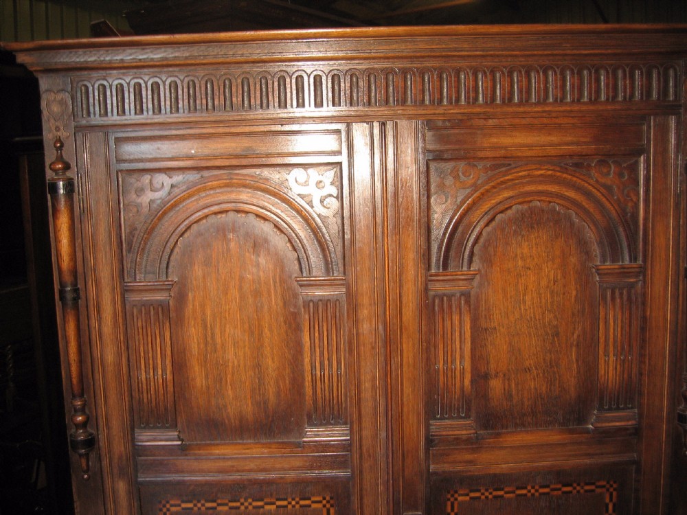 Small oak two door wardrobe hall robe View II