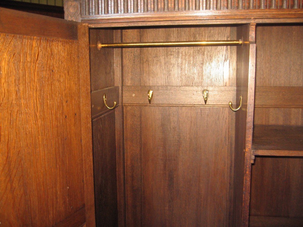 Small oak two door wardrobe hall robe View V