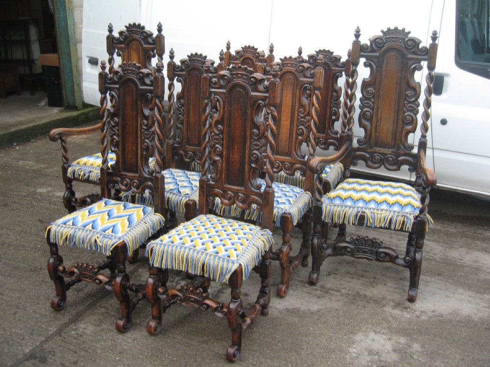 Impressive  set of 8 oak dining  chairs