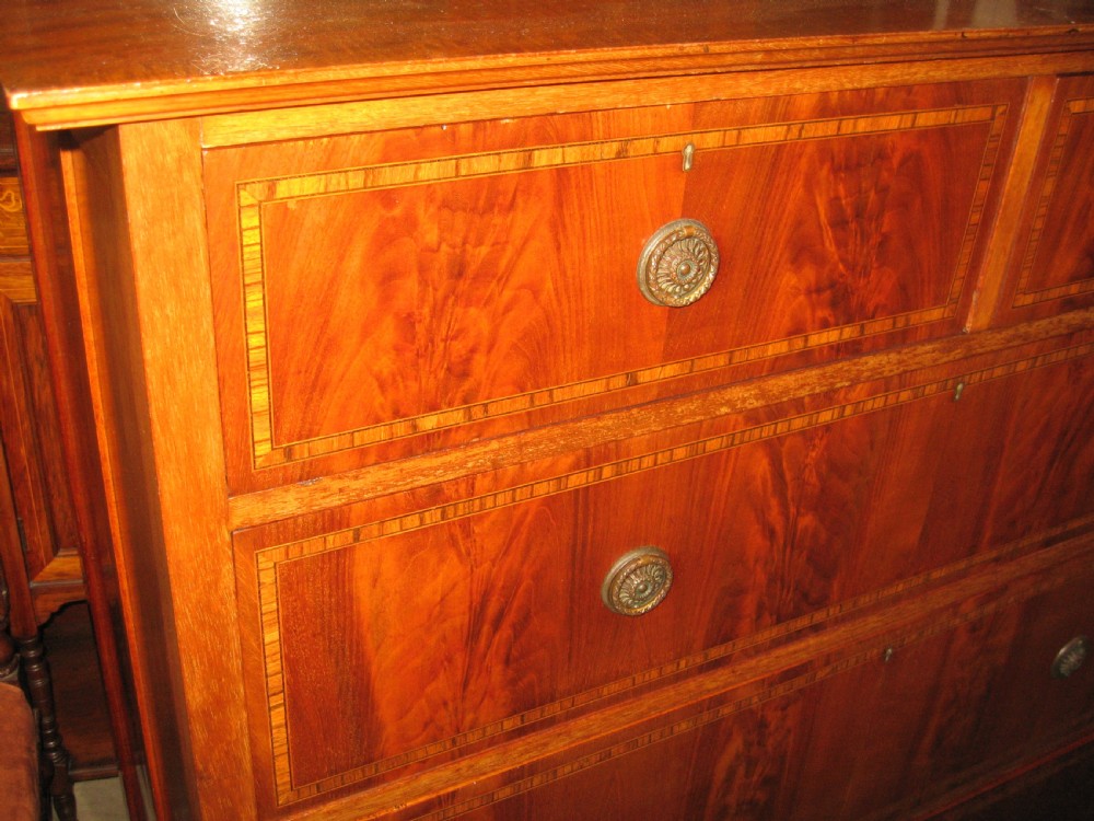 Large Edwardian mahogany inlaid chest of drawers View III
