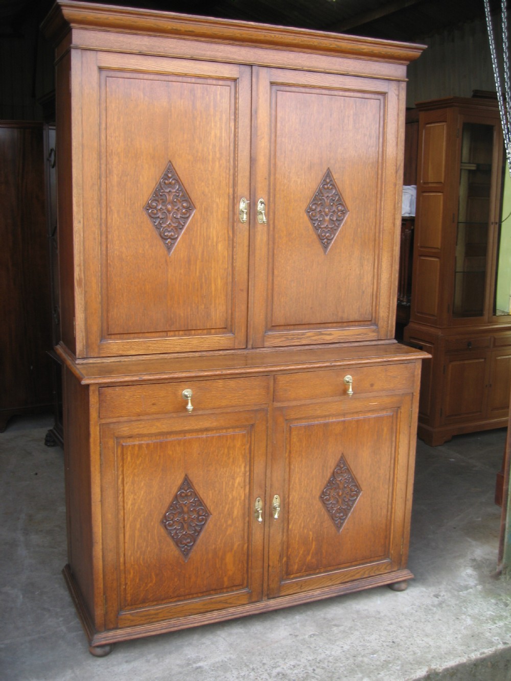 Oak cupboard bookcase
