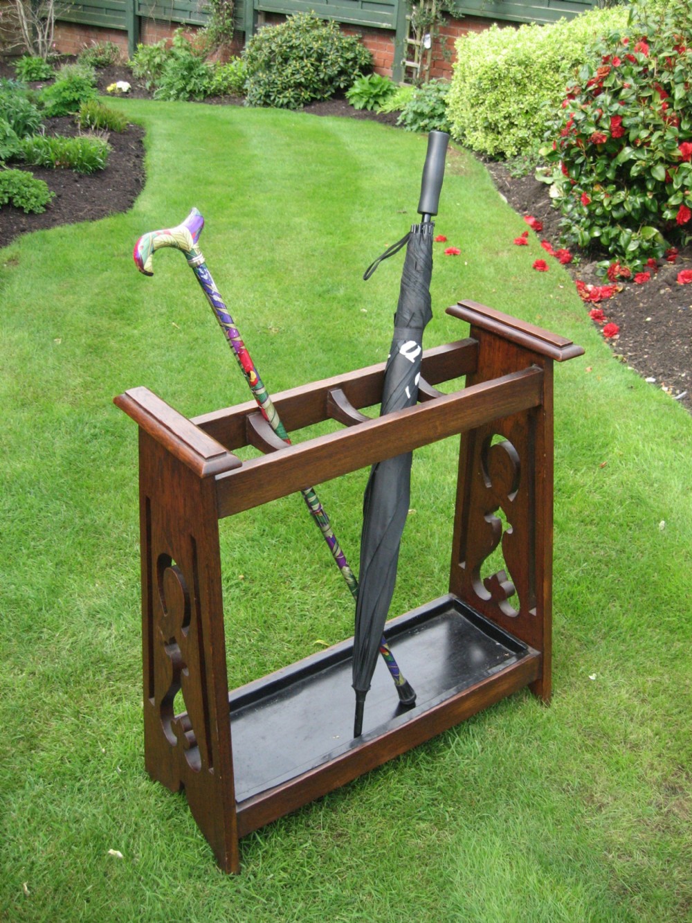 Oak arts and crafts  walking stick stand