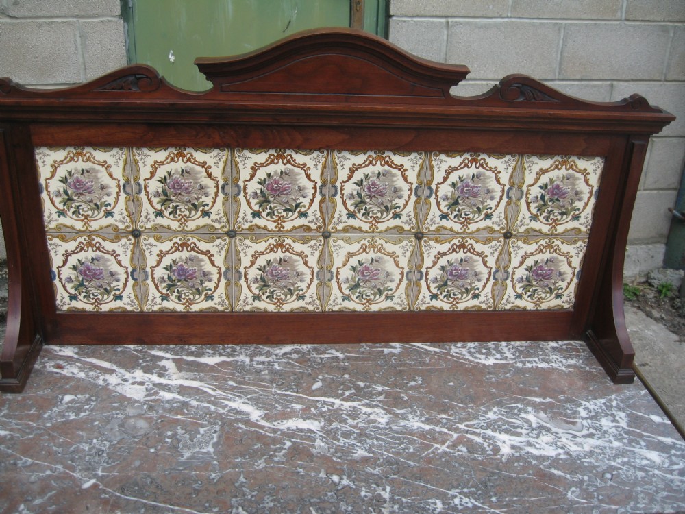 Edwardian inlaid mahogany marble and tile back washstand View II