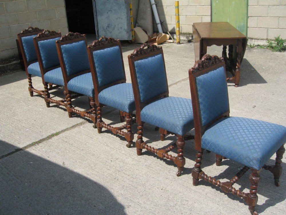 Set of six Victorian oak  dining chairs