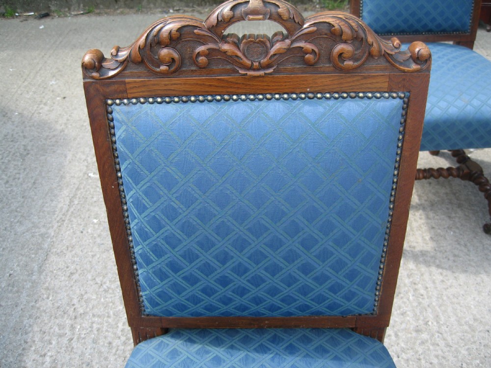 Set of six Victorian oak  dining chairs View III