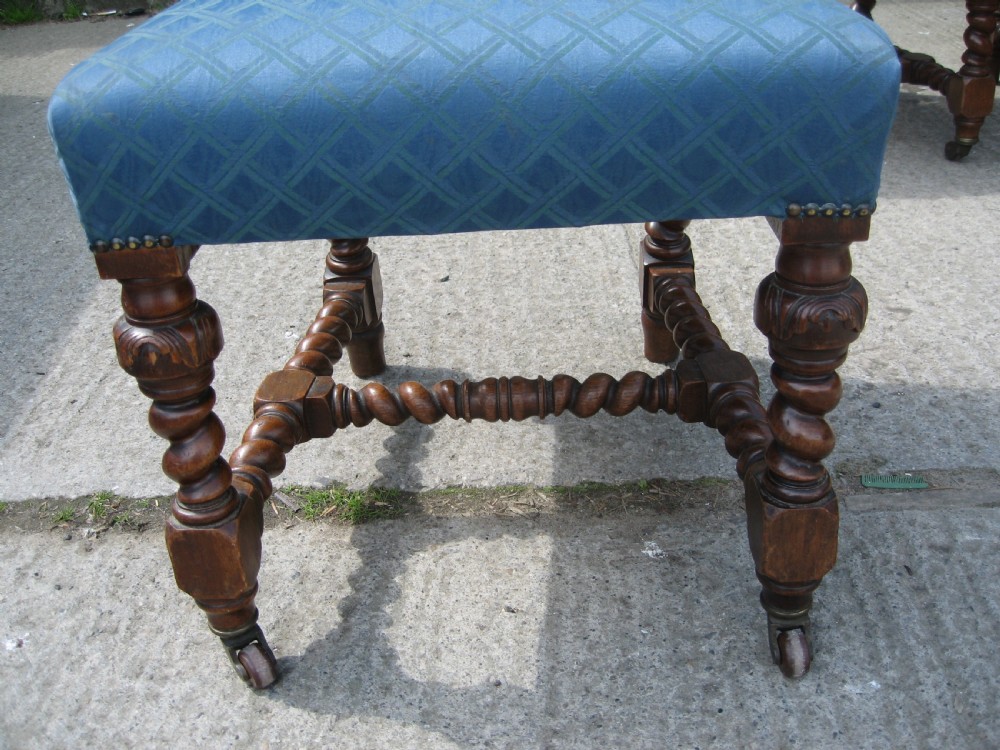 Set of six Victorian oak  dining chairs View VI