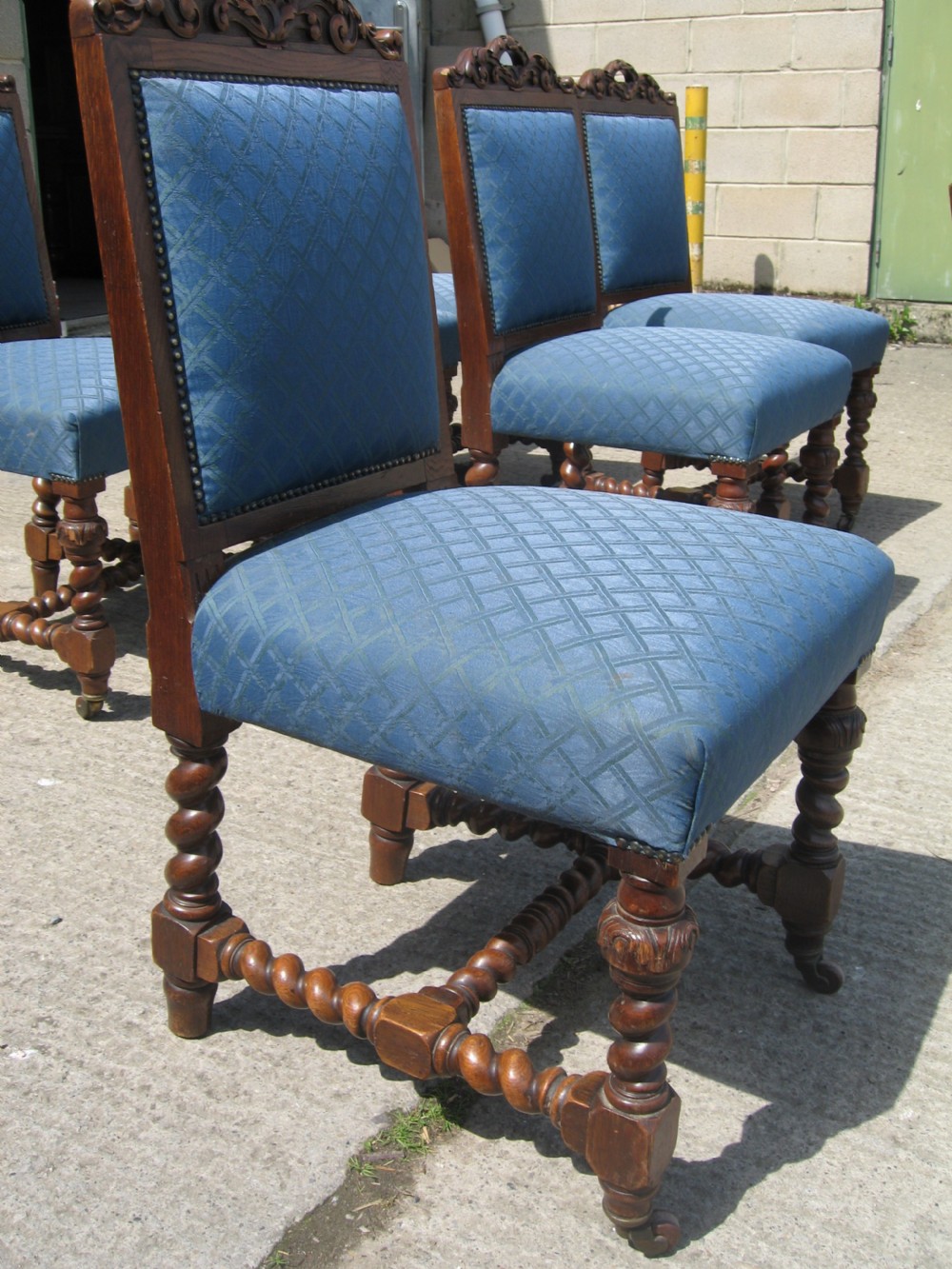 Set of six Victorian oak  dining chairs View VII