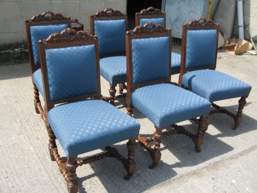 Set of six Victorian oak  dining chairs View VIII