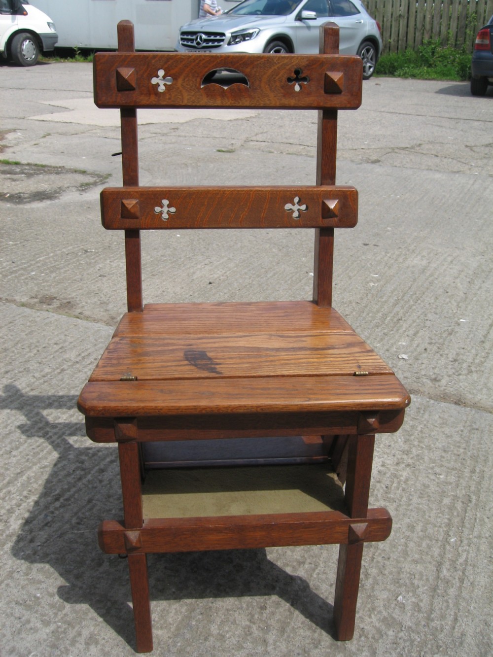 Victorian oak folding chair  steps View VI