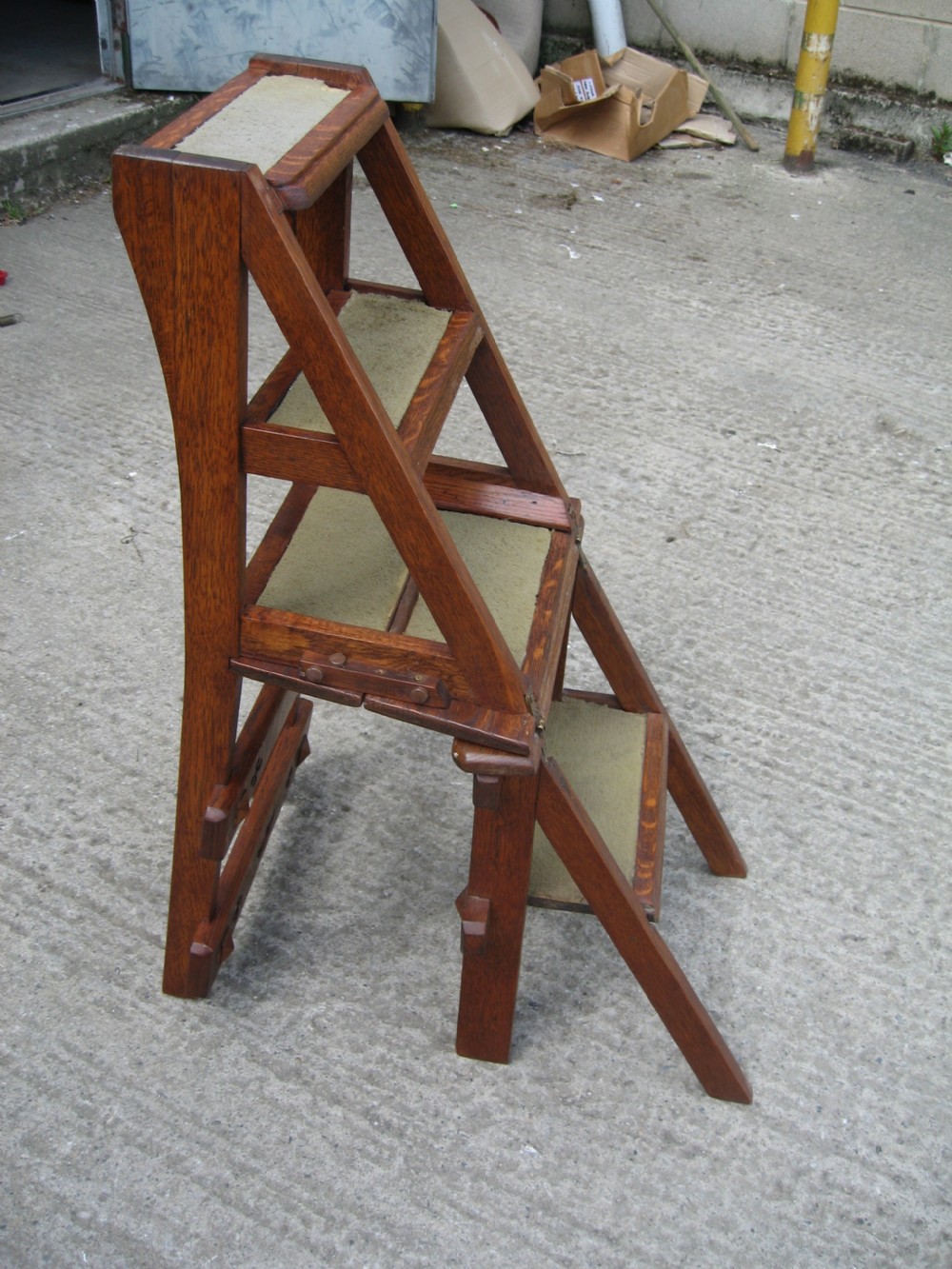 Victorian oak folding chair  steps View VII