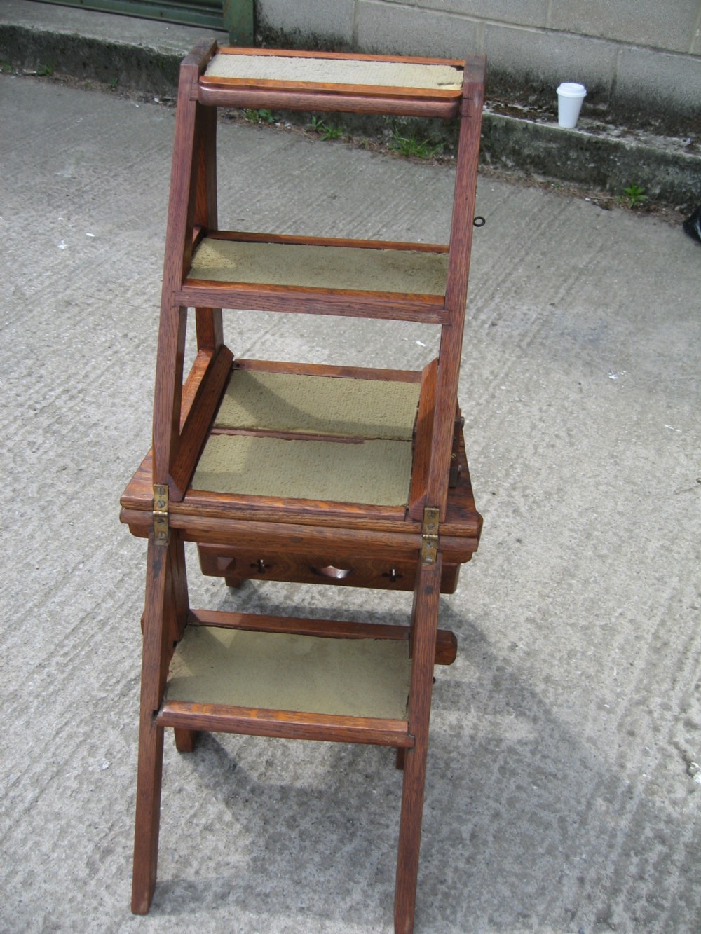 Victorian oak folding chair  steps View VIII