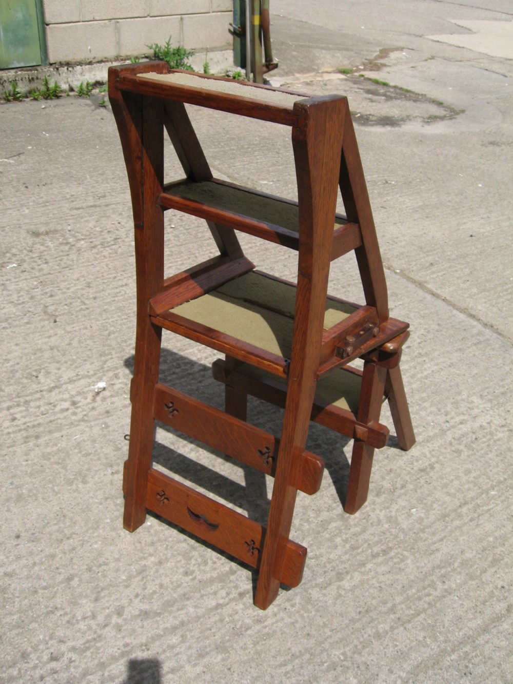 Victorian oak folding chair  steps View IX