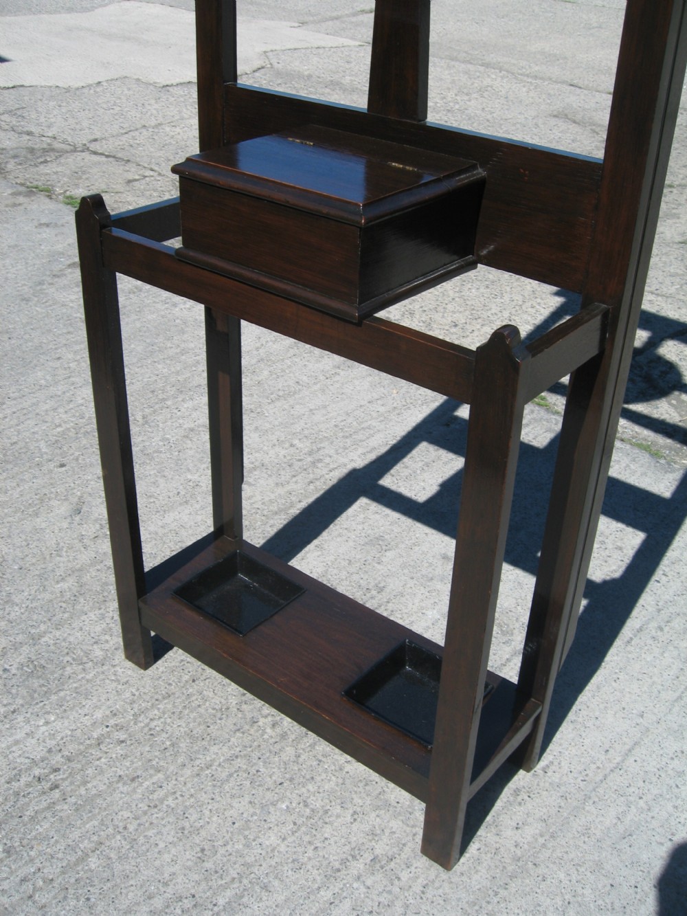 Oak hall stand hat and stick holder View III