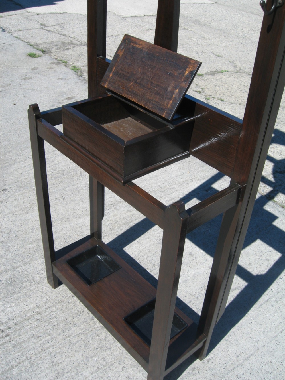 Oak hall stand hat and stick holder View IV