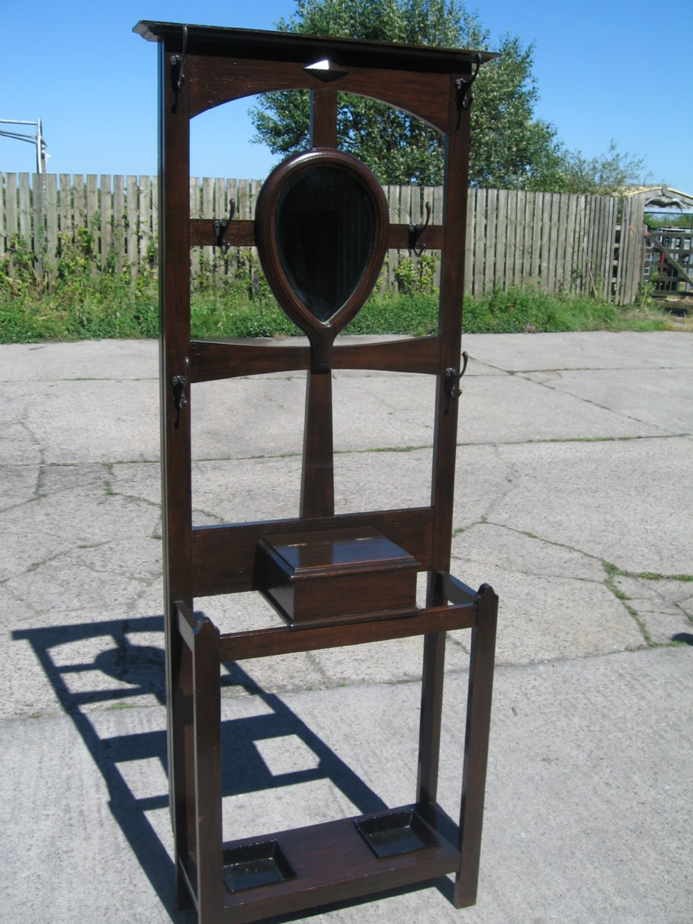 Oak hall stand hat and stick holder View V