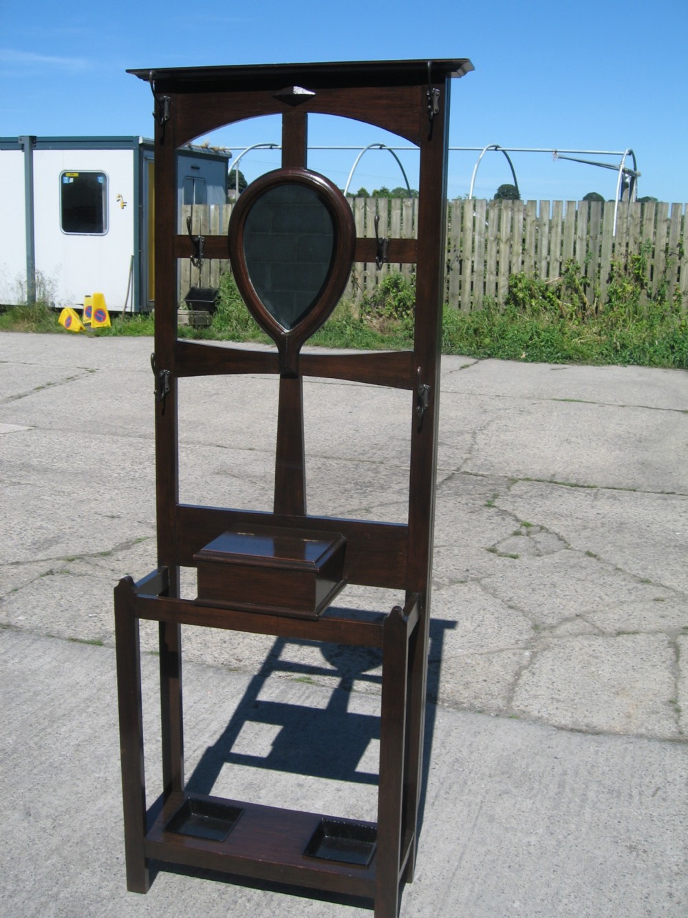 Oak hall stand hat and stick holder View VI