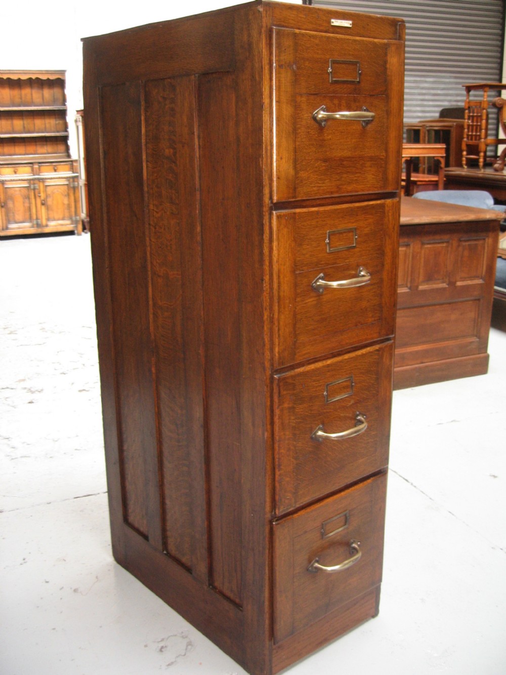 Oak four drawer file chest cabinet View II