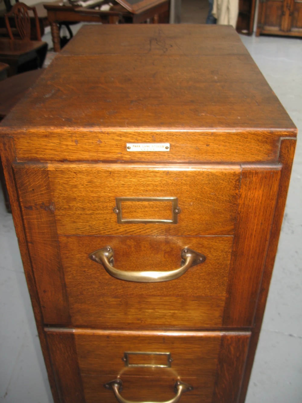Oak four drawer file chest cabinet View V