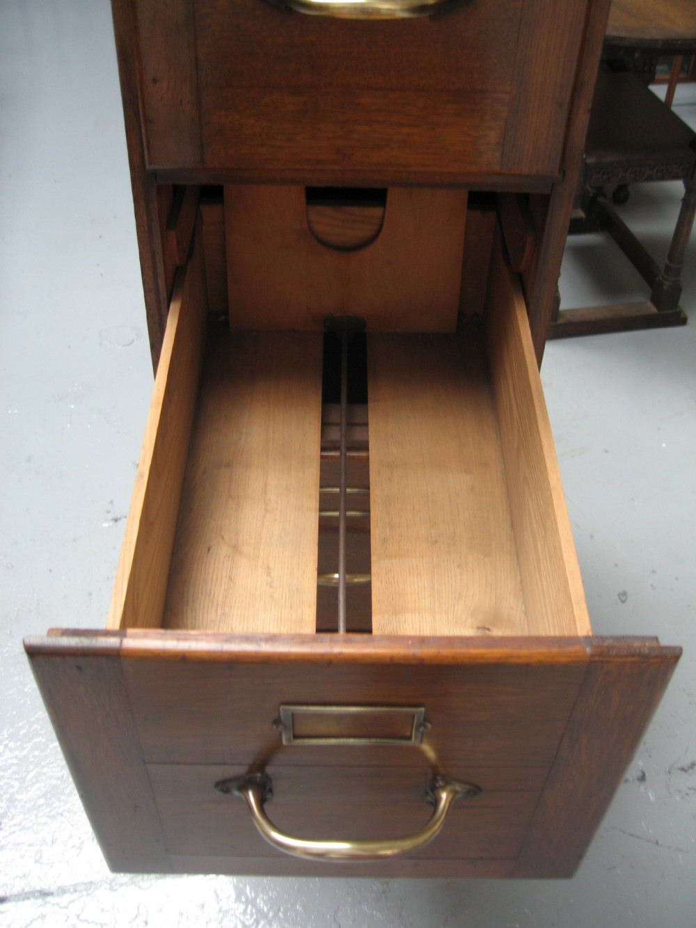 Oak four drawer file chest cabinet View VI