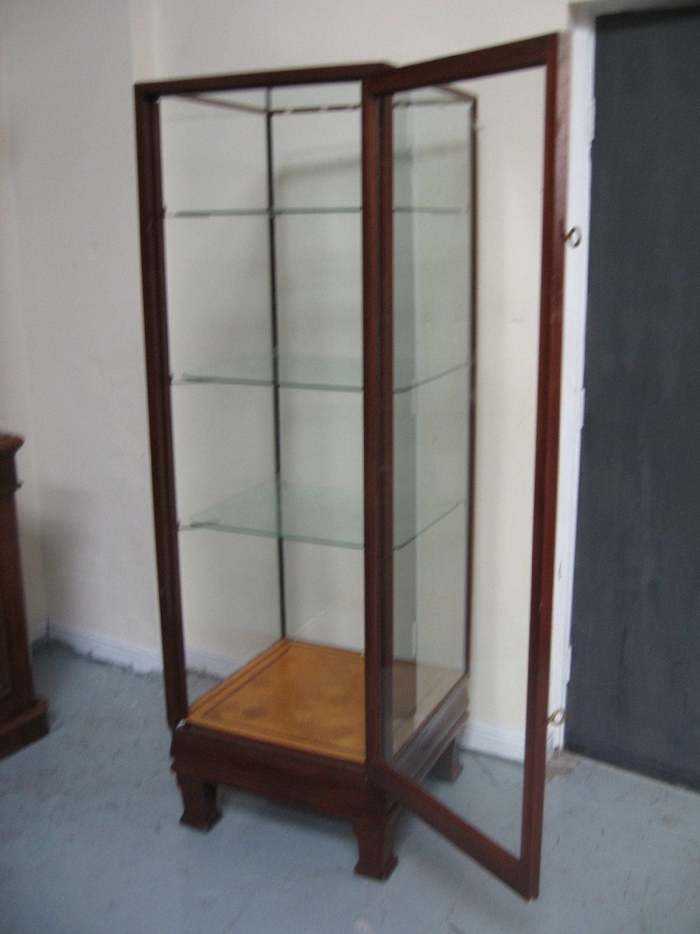 Tall mahogany shop display cabinet View VI