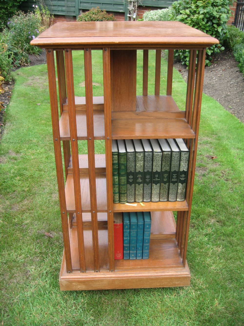 Light oak Edwardian revolving bookcase View II
