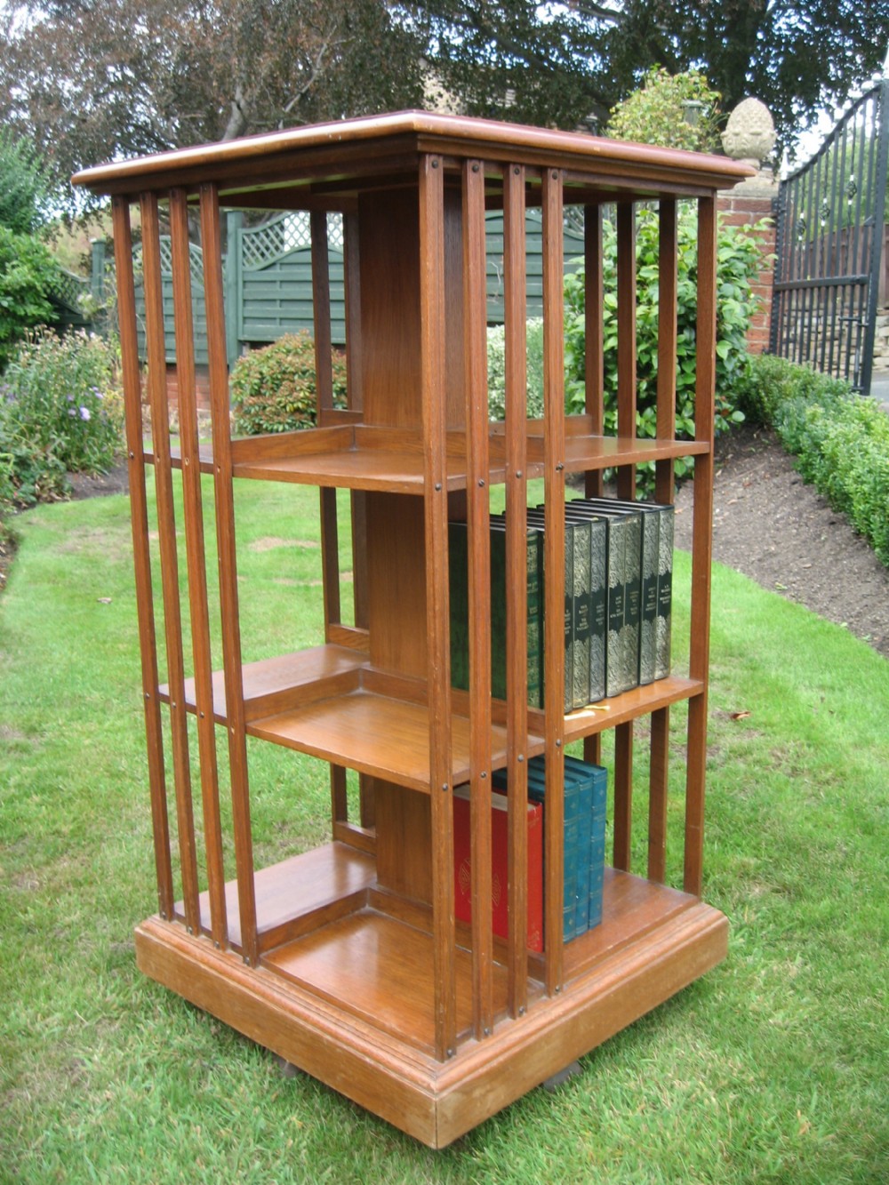 Light oak Edwardian revolving bookcase View III