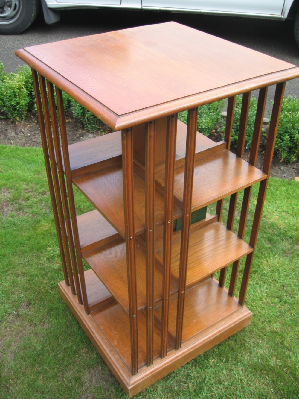 Light oak Edwardian revolving bookcase View V