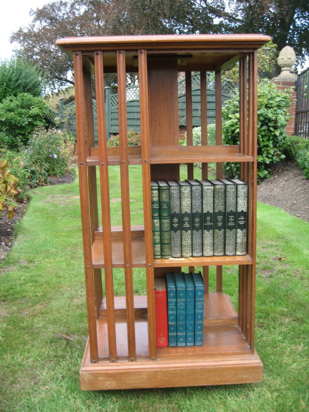 Light oak Edwardian revolving bookcase View VI