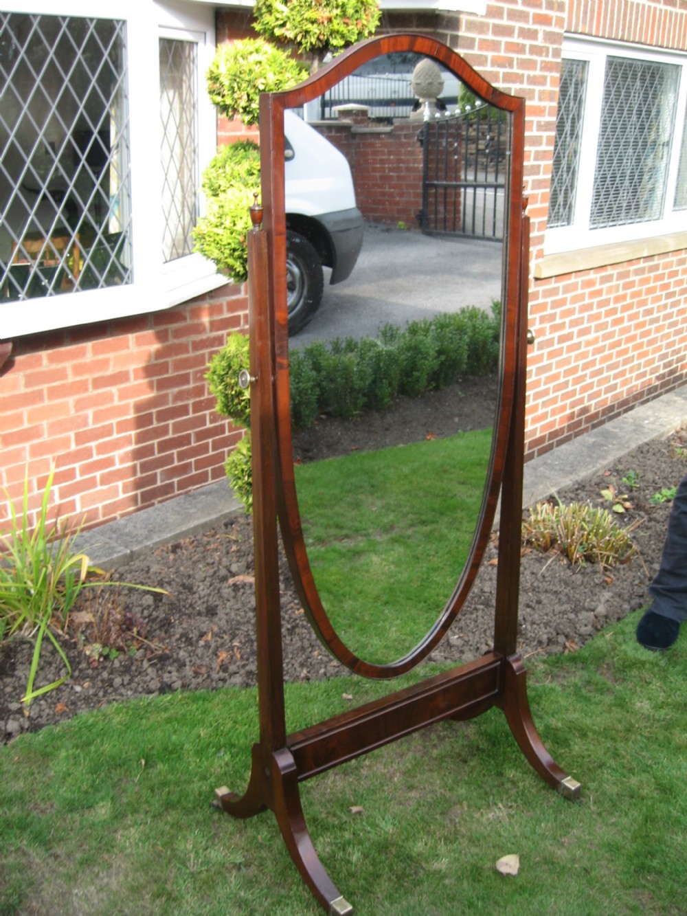 Regency style mahogany cheval  mirror View VI