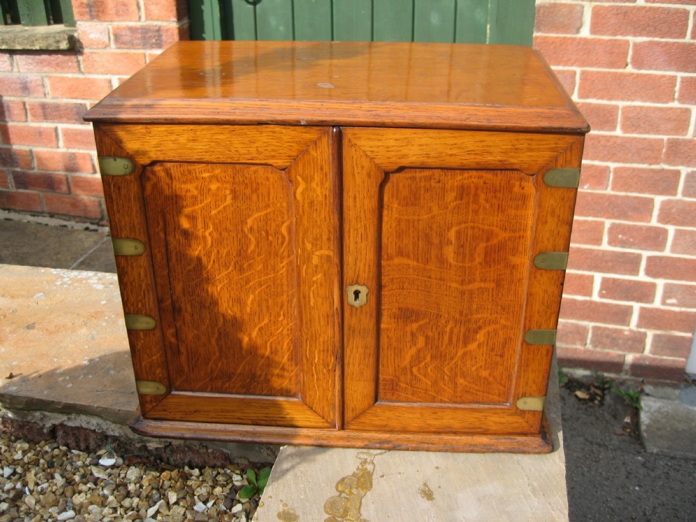 Oak stationary  writing slope cabinet View II