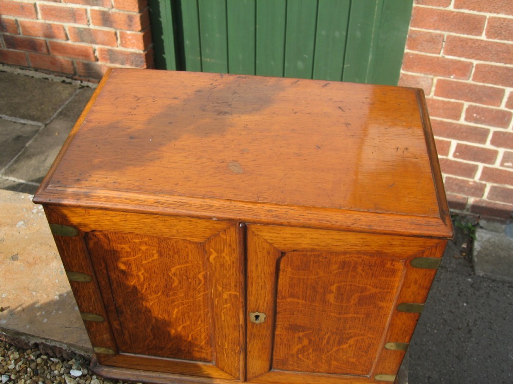 Oak stationary  writing slope cabinet View IV