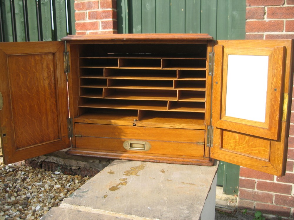 Oak stationary  writing slope cabinet View V