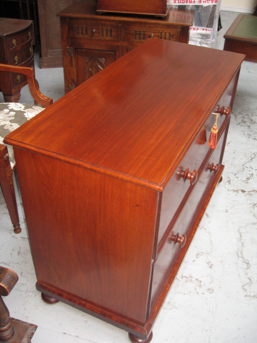 Victorian low mahogany chest of drawers View III