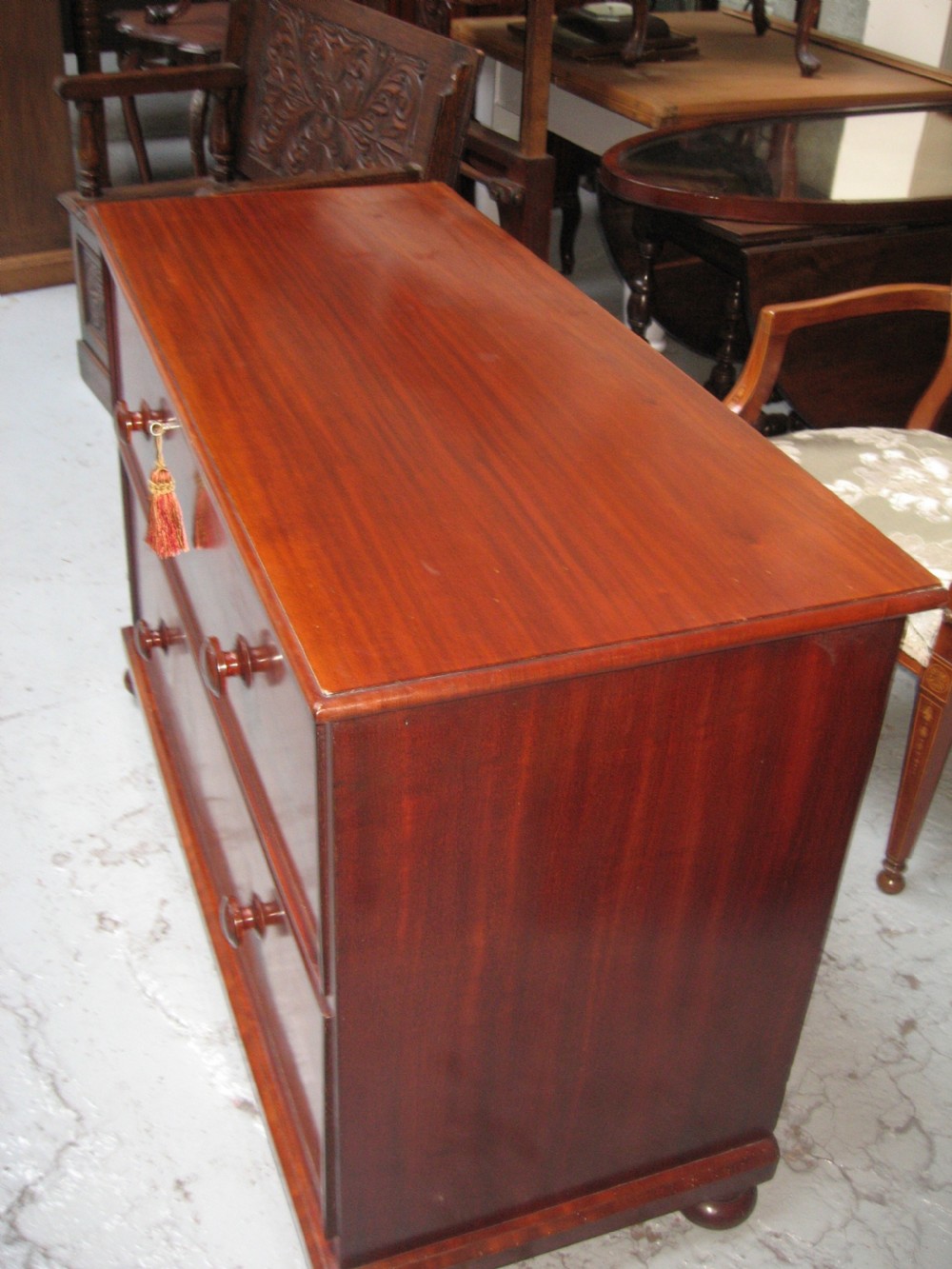 Victorian low mahogany chest of drawers View IV