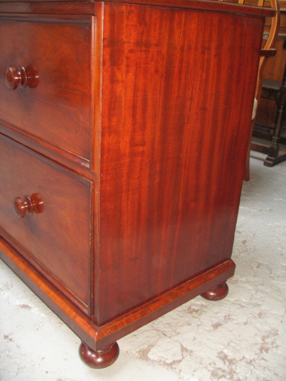 Victorian low mahogany chest of drawers View V