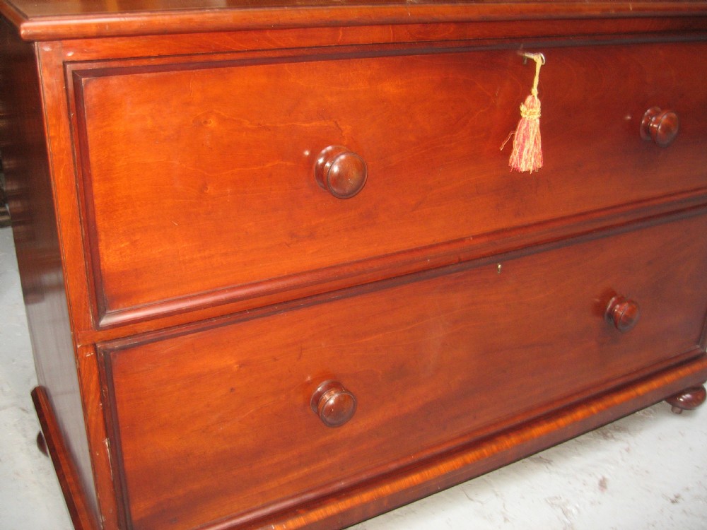 Victorian low mahogany chest of drawers View VIII