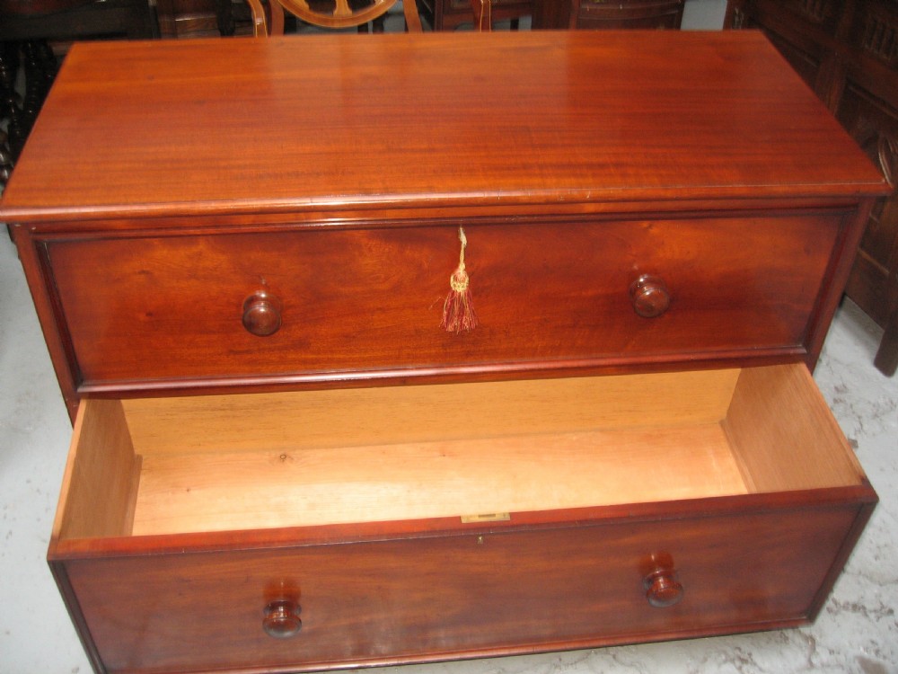 Victorian low mahogany chest of drawers View IX