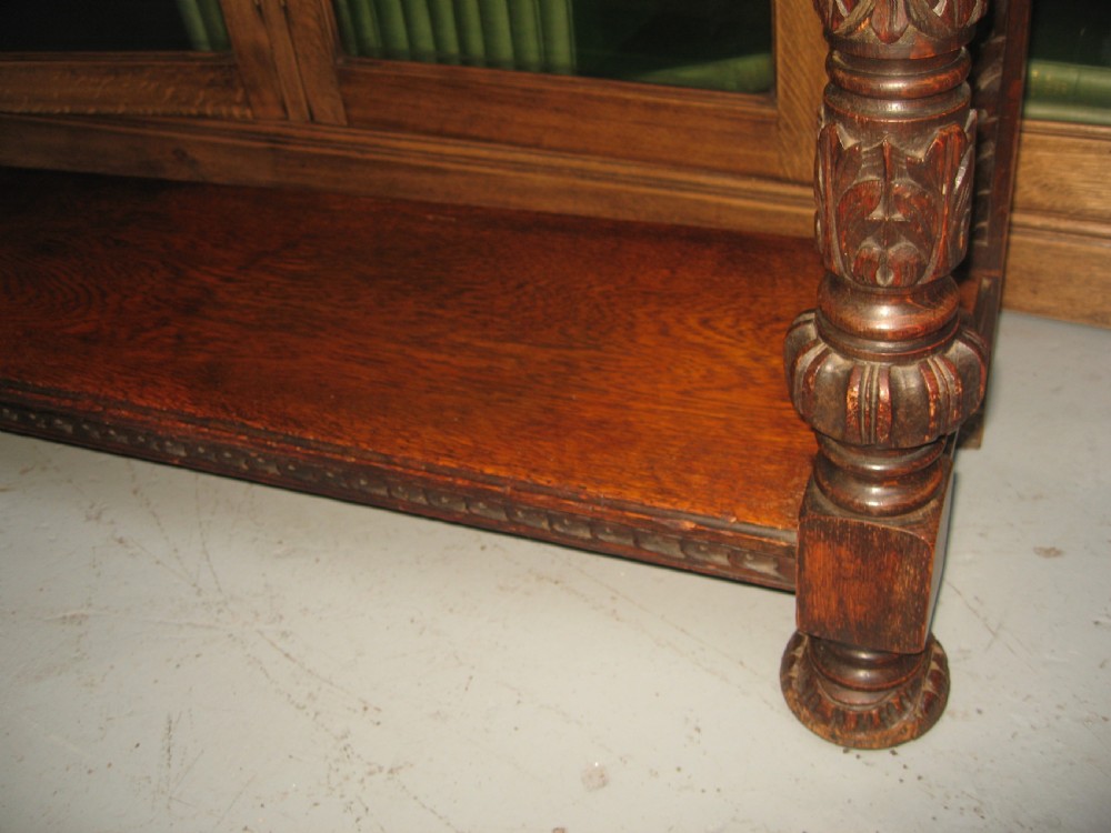 Late Victorian carved oak side table View VI