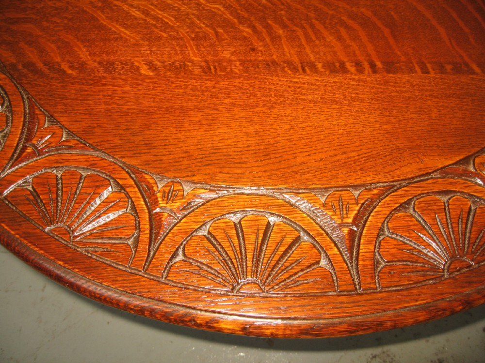 Oval oak drop leaf dining table View IV