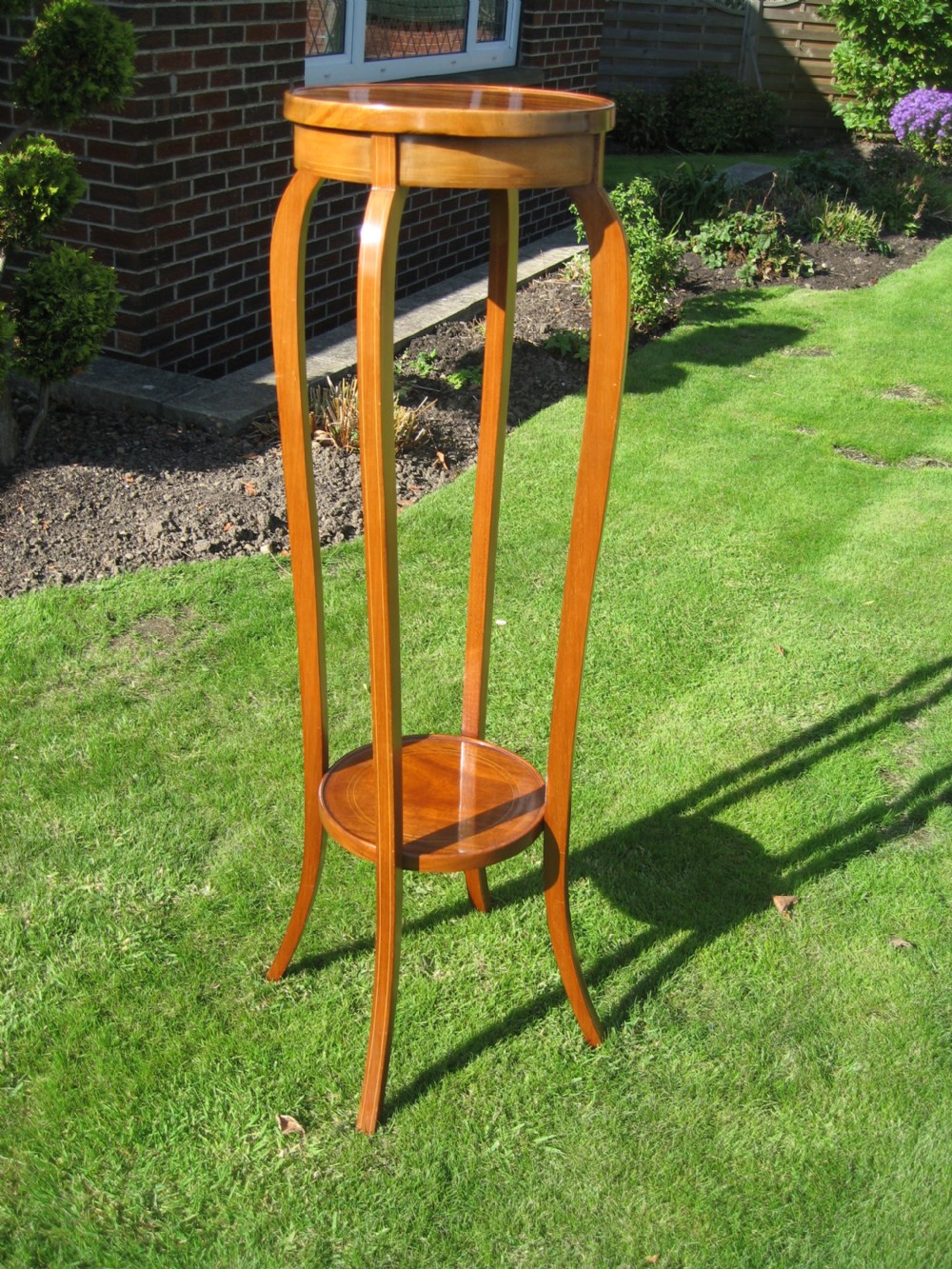 Edwardian  inlaid mahogany  tall plant stand